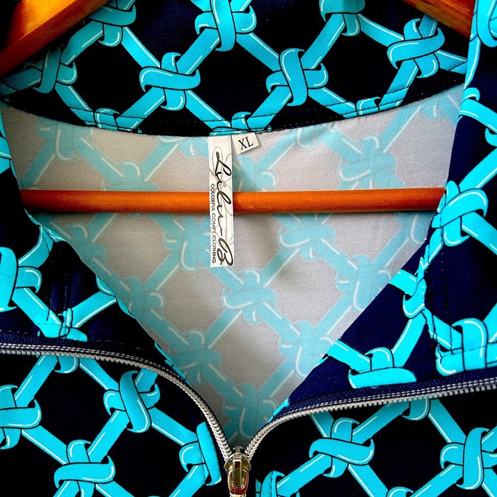 Lulu B Zip up swing dress. Teal and navy XL